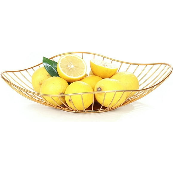 Elegante cesta de alambre de metal para frutas, gran capacidad de almacenamiento para frutas y verduras en el hogar, revestimiento ecológico para encimeras de cocina (negro)