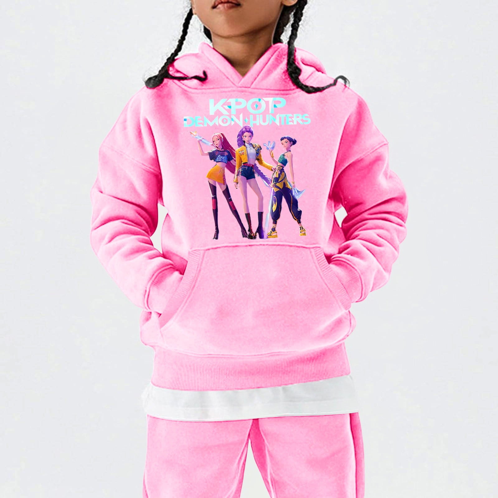 Girls' Kpop Demon Hunters Adjustable Ribbed Hood Pullover