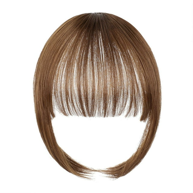 CHUANK Frange à Clip en Cheveux Humains Véritables Fausses Frange Extensions de Cheveux à Clip pour Femmes Frange Légère Pièces de Cheveux Naturels pour Usage Quotidien (Rouge Brun)