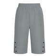 thumbnail image 6 of Cethrio Girls Casual Shorts, Cotton Knee Length Relaxed Fit Elastic Waist Summer Shorts with Pockets Gray Size 12-13 T, 6 of 7