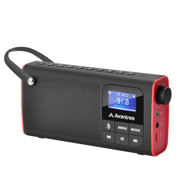 Avantree SP850 Rechargeable Portable FM Radio with Bluetooth Speaker and SD Card MP3 Player 3-in-1, Auto Scan Save, LED Display, Small Handheld Pocket Battery Operated W