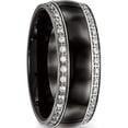 thumbnail image 4 of Stainless Steel Polished Black Ceramic Cz Ring (Size 10.5) Made In China sr564-10.5, 4 of 5