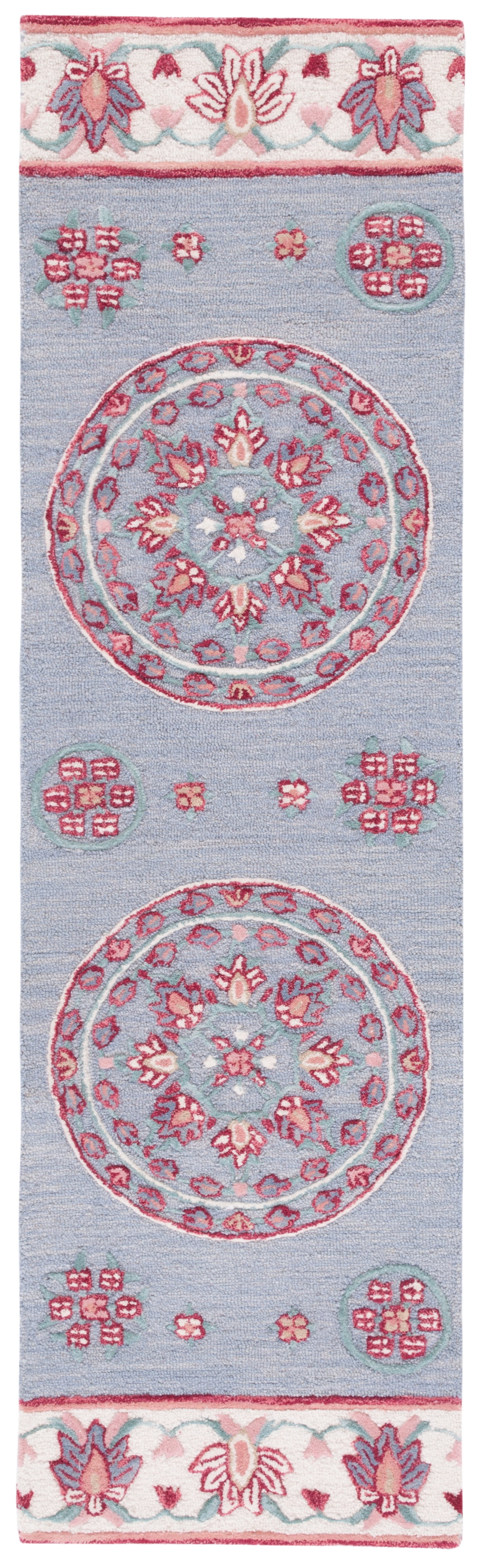 SAFAVIEH Bellagio Vanessa Floral Wool Runner Rug, Dark Gray/Ivory, 2'3" x 8'