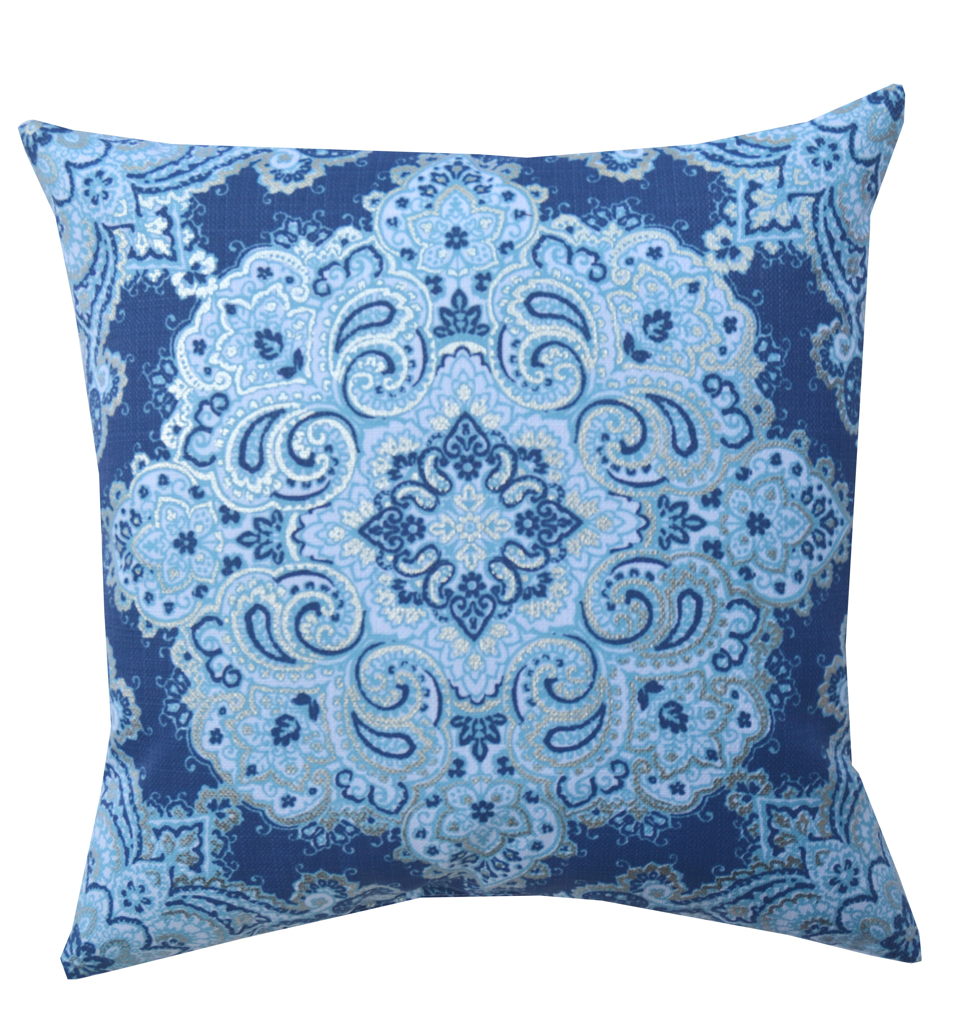 Mainstays Decorative Throw Pillow, Foil Medallion, Blue, 18" Walmart