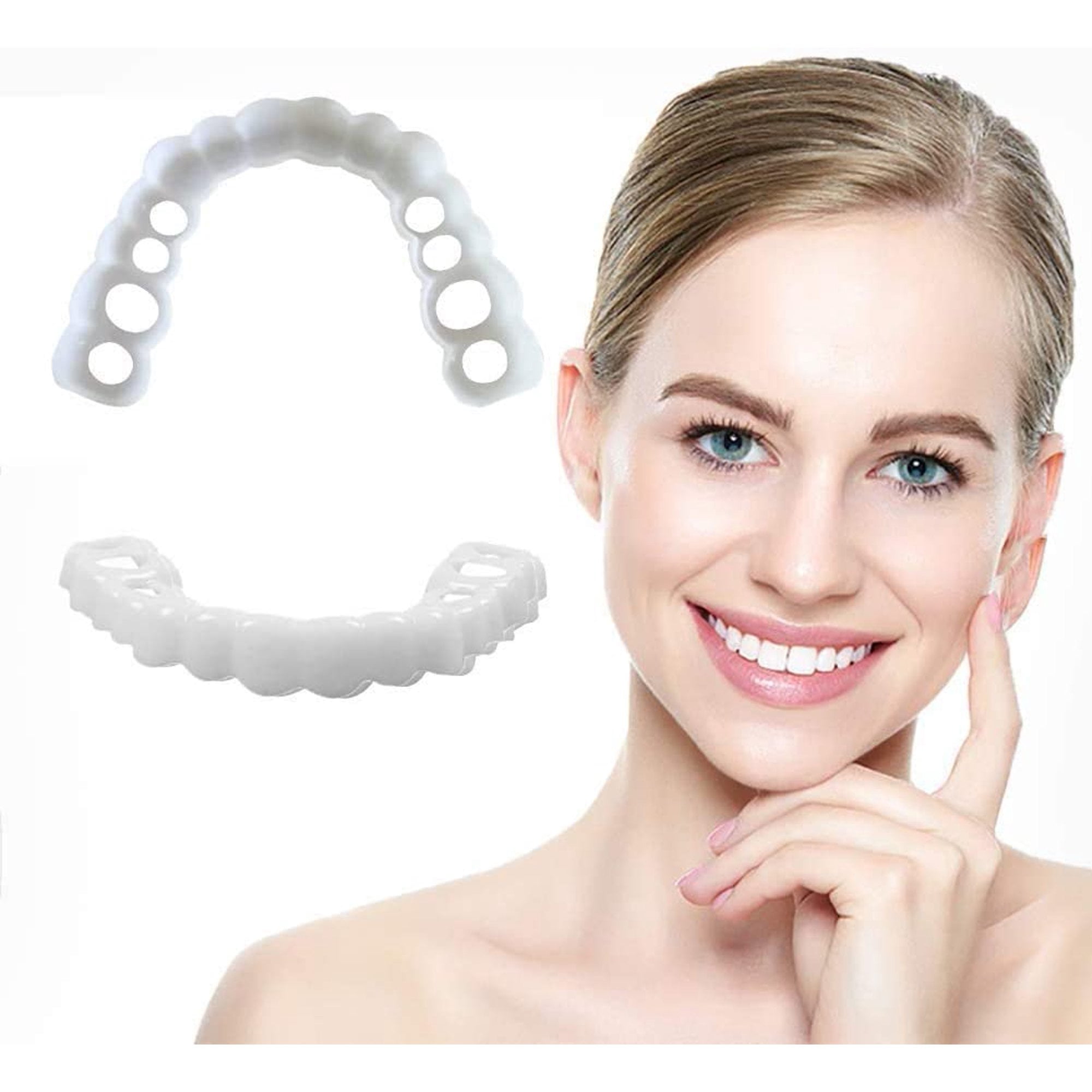 Snap Bottom Upper & Lower False Teeth Dental Veneers Dentures Fake