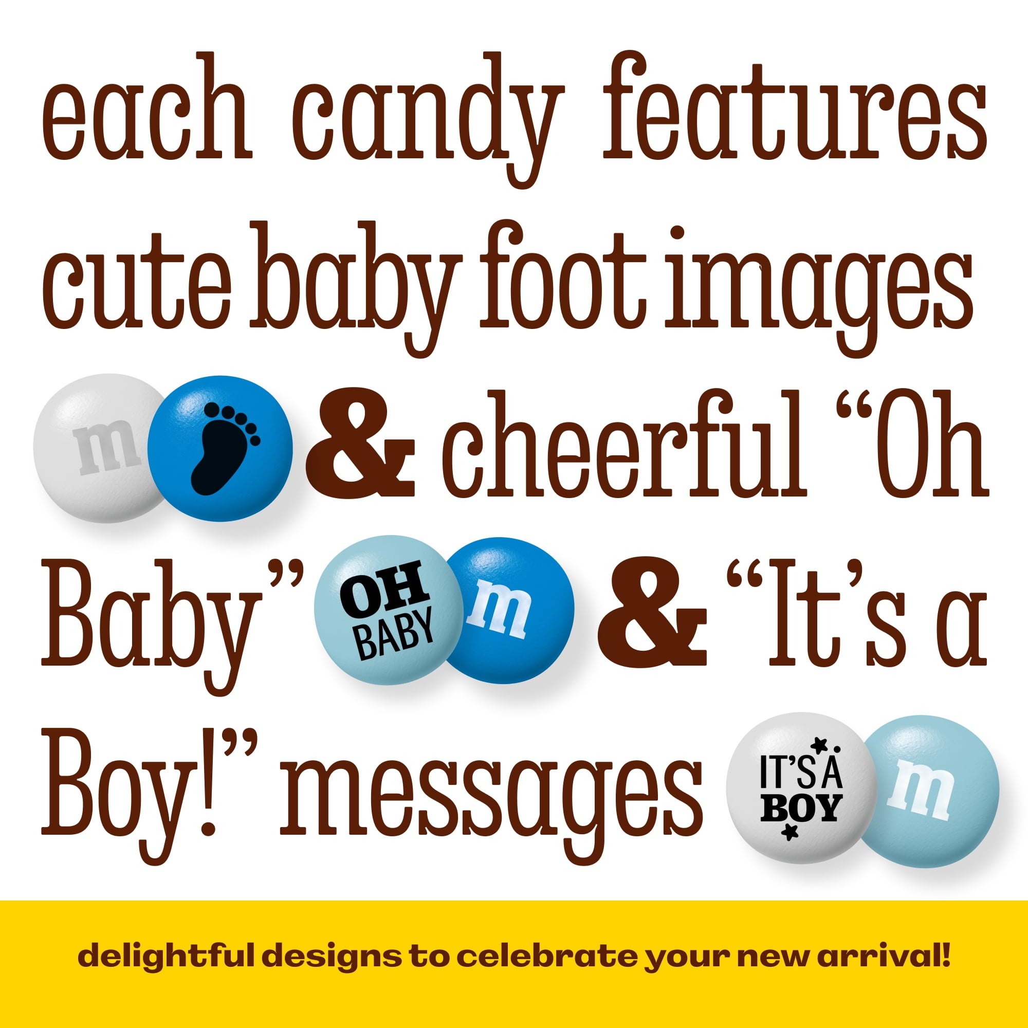 M&M'S It's A Boy Milk Chocolate Candy, Baby Shower or Gender Reveal Candy, 2lb Resealable Bulk Bag