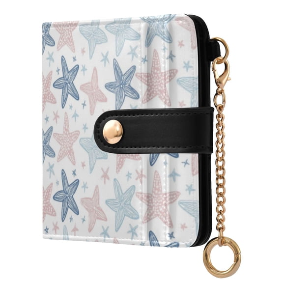 Womens Wallet PU Leather Bifold Small Purse with RFID Blocking Credit Card Holder Linear Starfish