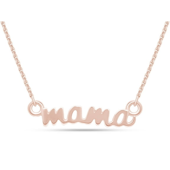 AFFY MAMA Name Letter Womens Pendant Necklace in 14K Rose Gold over Sterling Silver