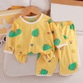 thumbnail image 2 of WUANDIXFA Toddler Pajamas 1-8 Years Cotton Soft Cartoon Short Sleeve Shirts Pant Boys Home Outfit Pajamas for Boys,Light Yellow,3-4 Years, 2 of 3