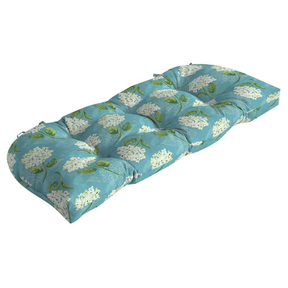 Mainstays Blue Floral 18 x 41.5 in. Outdoor Wicker Settee Cushion