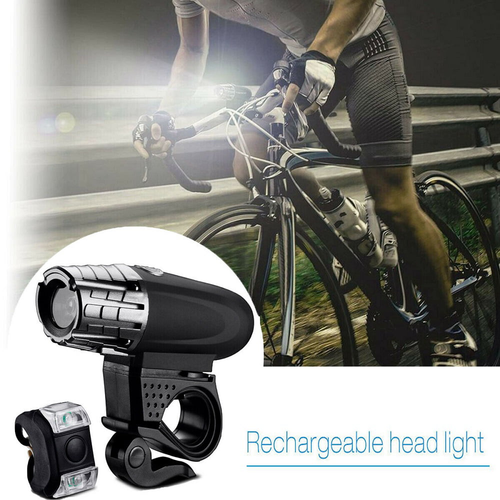 MTB Bike LED Bicycle Cycling USB Rechargeable Head Front Light Rear Tail Lamp D