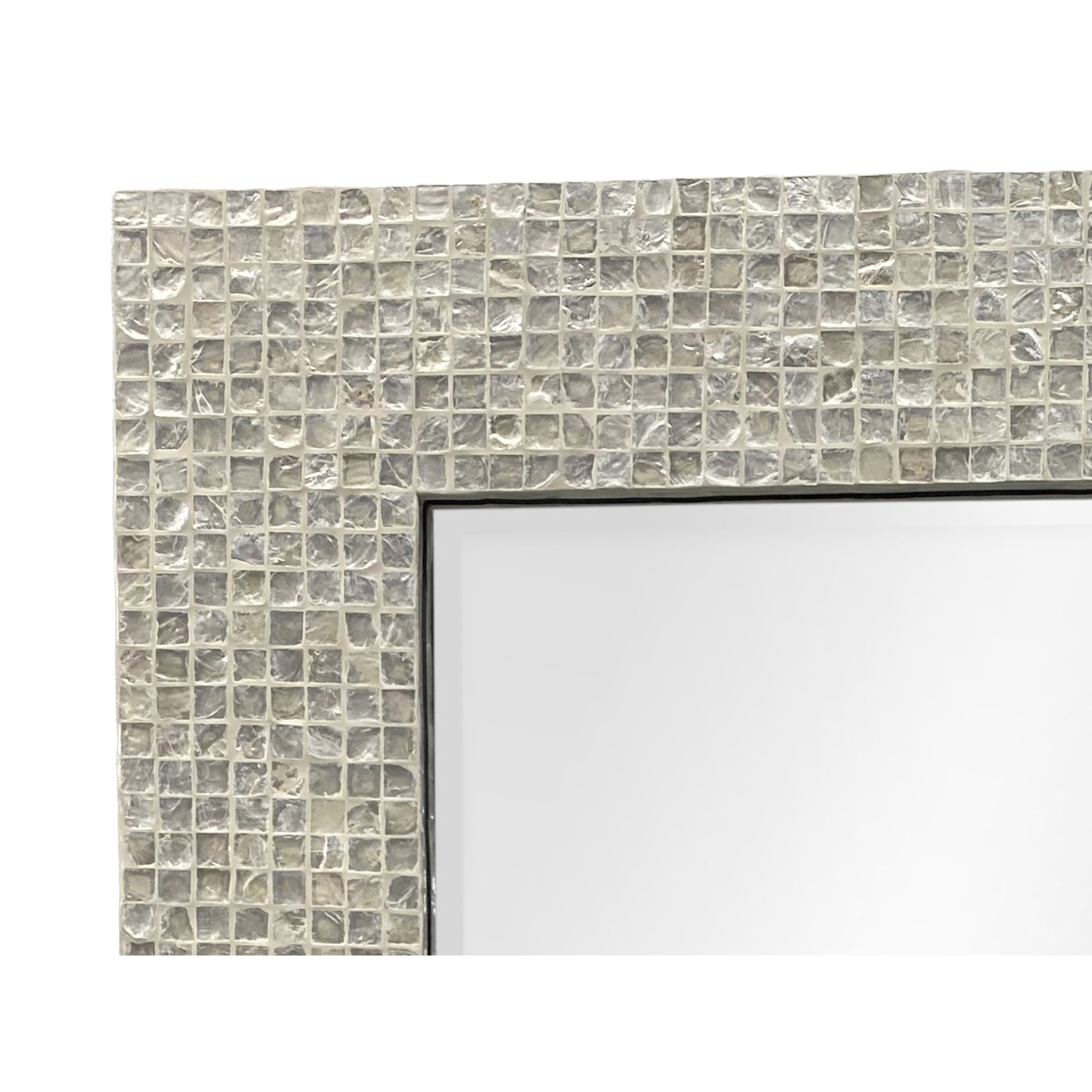 DecMode 24" x 36" Cream Handmade Mosaic Wall Mirror
