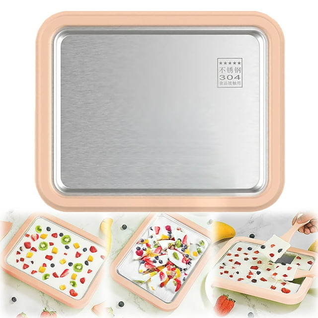 Myfroroll Crème Glacée, Rouleau de Crème Glacée Myfroroll, Plateau pour Crème Glacée Roulée, Mini Machine à Crème Glacée Roulée, Machine à Rouleaux de Crème Glacée Instantanée pour Activités Pratiques en Famille, Sans Spatules, 26*21 cm (Orange)