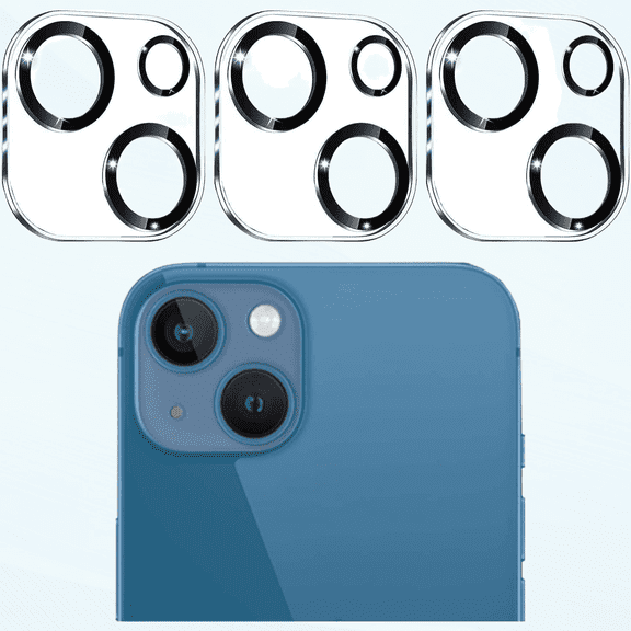 [3 Pack Camera Lens Protector for iPhone 13 [6.1 Inch] / iPhone 13 Mini [5.4 Inch], Tempered Glass Ultra HD Clear 9H Hardness Scratch Resistant Support Night Shooting