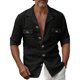 thumbnail image 1 of pstuiky Camisas casuales de manga larga para hombre, Camisa informal de manga larga con cuello alto y botones de color liso para hombre top de hombre s, 1 of 2