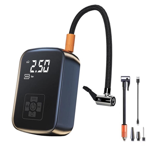 100W Wireless Car Tire Inflator Pump - Portable 150PSI Air Compressor for Cars, Bikes, Balls - Auto Shut-off & LED Light