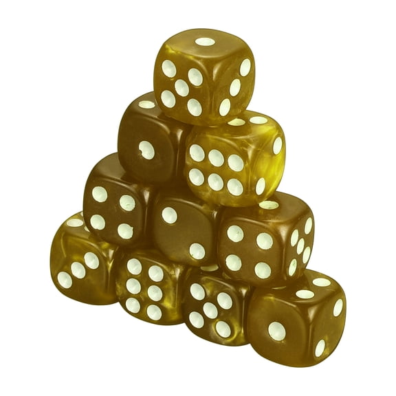 24Pcs Translucent Polyhedral Dice 12mm Square Dice W Rounded Edge, Gold