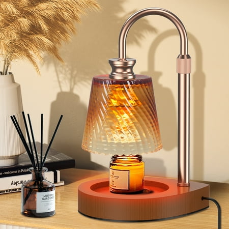KIMIUP Candle Warmer Lamp with Timer, Adjustable Height & Dimmable - Flameless Wax Warmer Melts Jar Candles Safely, Modern Table Lamp for Bedroom Living Room Home Decor (Gradient Gold)