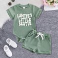 thumbnail image 2 of Xudanell Summer Clothes for Girls Newborn Baby Mama Girl Clothes Little Short Sleeve Romper Shorts Set Infant Knit Breathable Green 0-3 Months, 2 of 8