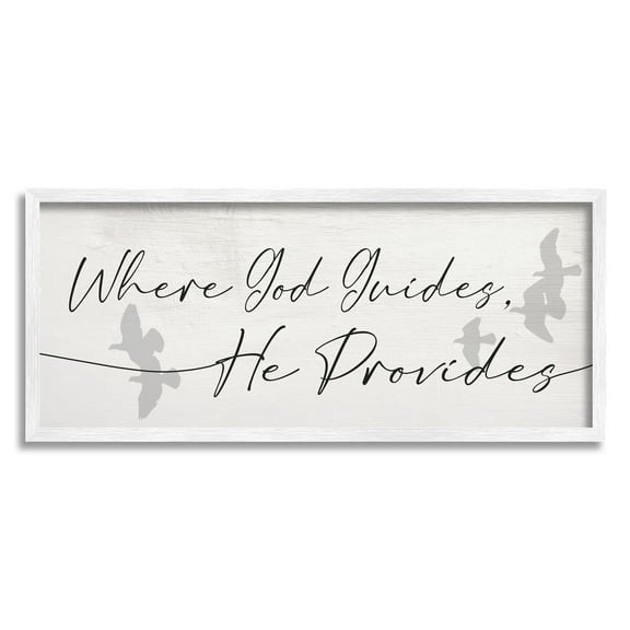 Stupell Industries God Guides He Provides Spiritual Proverb Flying Doves, 13 x 30, Designed by Daphne Polselli