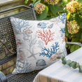 thumbnail image 5 of Summer Nautical Throw Pillow Cover Red Blue Coral Seashell Coastal Vintage Cotton Linen Cushion Cover Throw Pillow Case with Invisible Zipper for Couch Sofa Bed Chair Car 24x24 Inch, 5 of 9