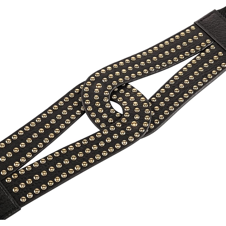 PIKADINGNIS Women Wide Elastic Belt PU Leather Vintage Dress  display picture 2