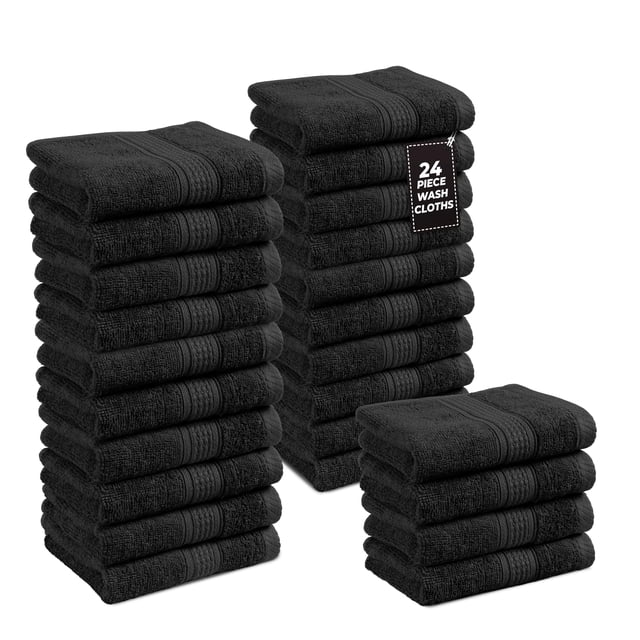 Toallitas LANE LINEN 100% algodón, 13 x 13 cm, 24 unidades, color negro