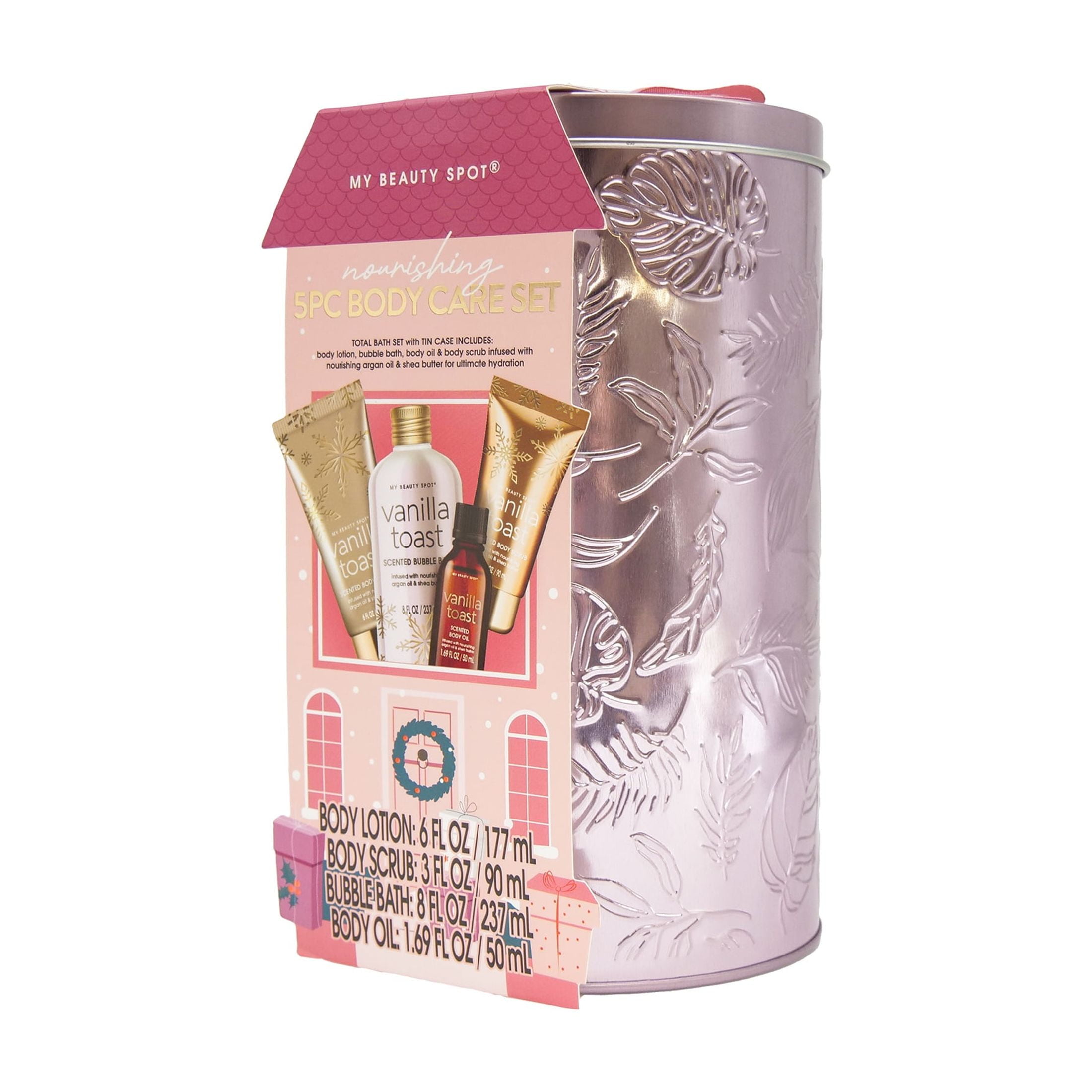 My Beauty Spot Body Care Set with Tin Case, Vanilla Toast Scent, 5