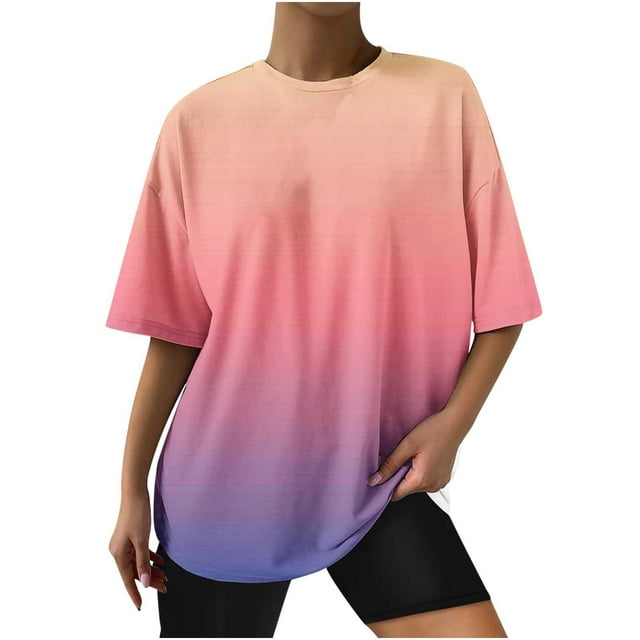 Blusa de manga corta con estampado de cuello redondo informal para mujer a la moda, Tops de verano OAVQHLG3B Store lin121212