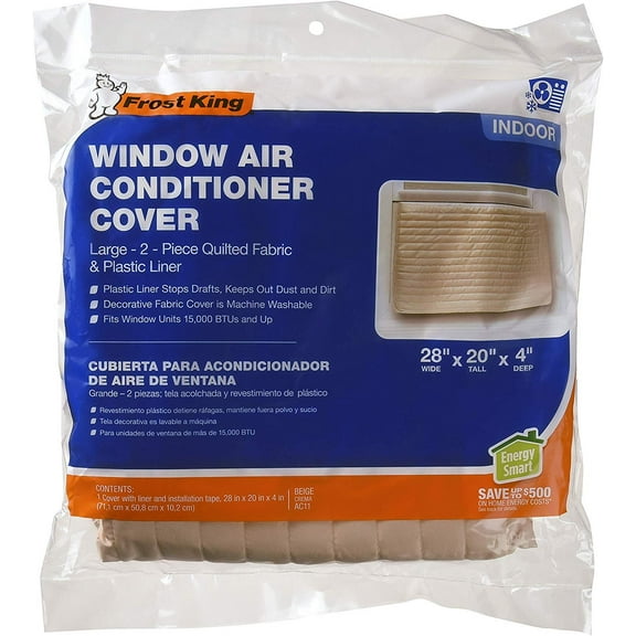 Frost King® AC11H Indoor Quilted 2-Piece Standard Air Conditioner Cover, 20" Wide x 28" Long, Beige