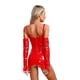 thumbnail image 4 of Vestido ajustado de charol brillante para mujer con pinzas para liga, tirantes ajustables y cremallera en la espalda, minivestido de lencería sexy para discoteca, 4 of 5