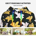 thumbnail image 4 of Daiia Lilies Flowers Pattern Women's Fashion Hoodies & Sweatshirts with Kangaroo Pocket Hooded Sweatshirt with Eye-catching Drawstrings-Large, 4 of 7