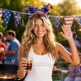 thumbnail image 5 of Patriotic Red White Blue Headband, Sparkly Tinsel & Star Hair Hoop for 4th of July Parties, 5 of 7