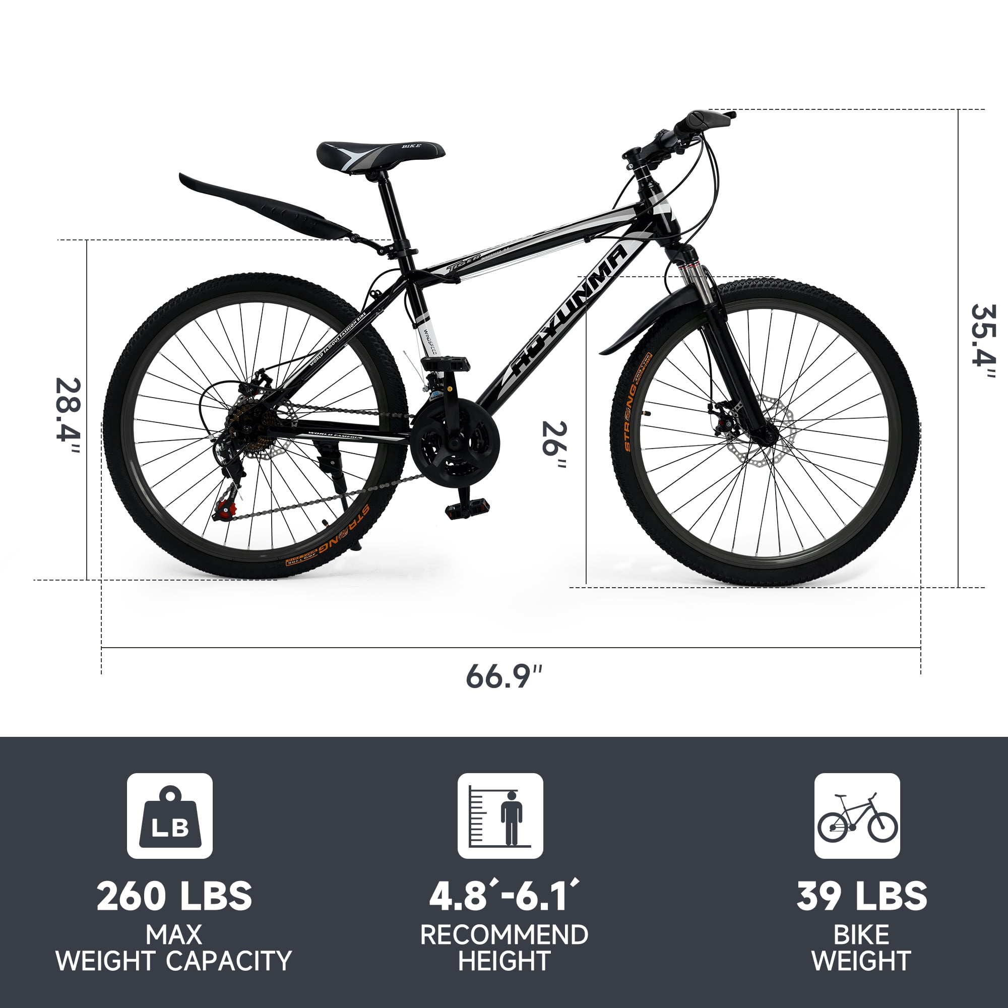 26" Mountain Bike for Men/Women, 24 Speed Shimano Twist Shifting, Front Suspension, Comfort Saddle Red/White/Blue/Green
