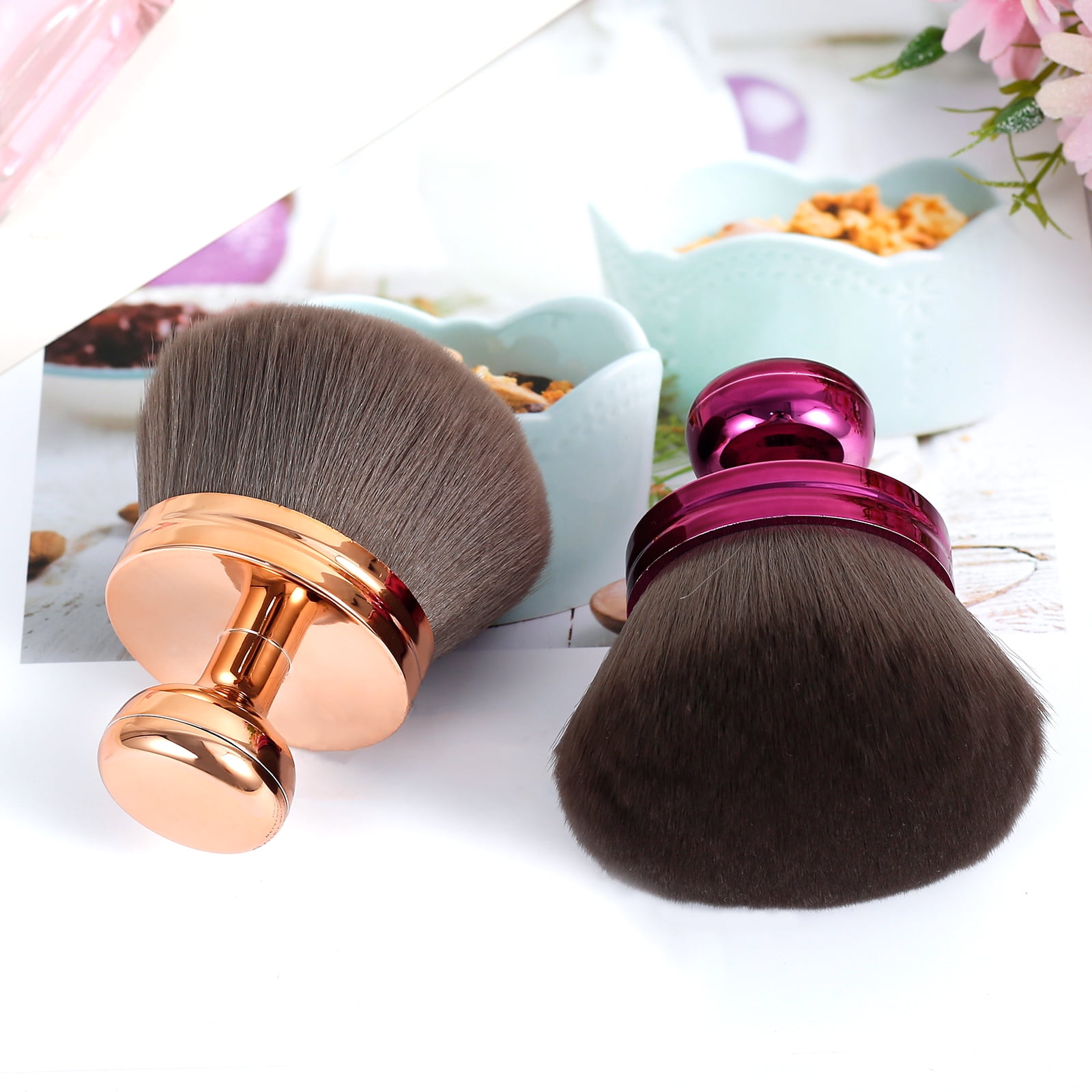 NUAHRHY 2pcs Self Tan Back Applicator Set Multipurpose Portable Large Body Makeup Brush Professional Oval Face Leg for Beginner Purple Gold