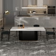 thumbnail image 5 of Modern 5-Piece Faux Marble Dining Table Top with Boucle Chairs in Black Dining Room Set for Kitchen, 5 of 7