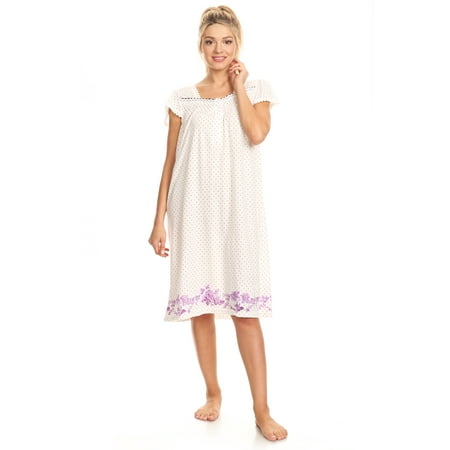 

Lati Fashion Women Nightgowns Short Sleeve Female Nightgowns & Sleepshirts Purple 1X