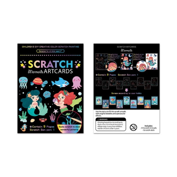 Scratch Paper Art, Colorful Drawing Art Book With 1 Scratch Pen For Birthday Christmas Party Games Kits