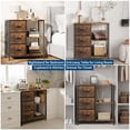 thumbnail image 2 of Rustic 3-Drawer Fabric File Cabinet and Printer Stand – Open Storage Shelf & Multi-Purpose End Table – Sturdy Steel Frame – Under Desk Organizer – Wood Color, 2 of 7