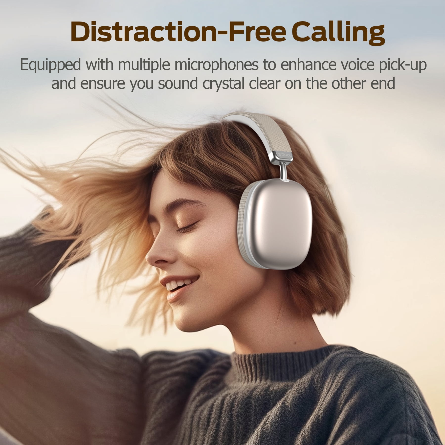 Bluetooth Headphones Over Ear, 65Hrs Playtime Wireless Headphones,Bass Boosted by 90%,Lightweight Headset with Deep Bass, Clear Call with 4 Noise Cancelling Mics,Low Latency for Travel Work Cellphone thumbnail 4