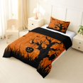 thumbnail image 2 of Manfei Spooky Pumpkin Festival Twin Comforter Sets 2pcs, Halloween Animal Bat Owl Bedding Set, Orange Black Brown,Black Reversible,1 Comforter and 1 Pillowcase, 2 of 6