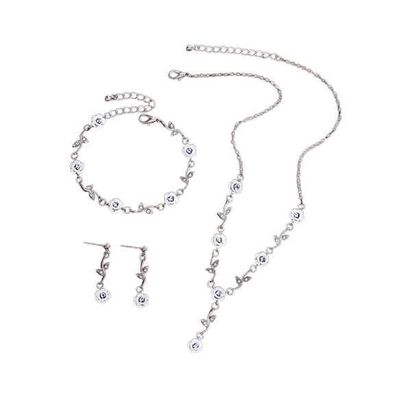 Daiosportswear Delicate Collarbone Necklace Bracelet and Earrings Jewelry Set Sweet Lights Luxuries Gift