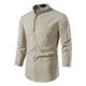 thumbnail image 2 of Camisa de lino y algodón para hombre de primavera y verano, camisa informal de manga larga con cuello levantado Pompotops oipoqjl47523, 2 of 9