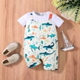 thumbnail image 2 of Akiihool Baby Boy Outfits Short Sleeve Baby Short Sleeve Bodysuits, Bamboo Summer Newborn Infant (White,12-18 Months), 2 of 5