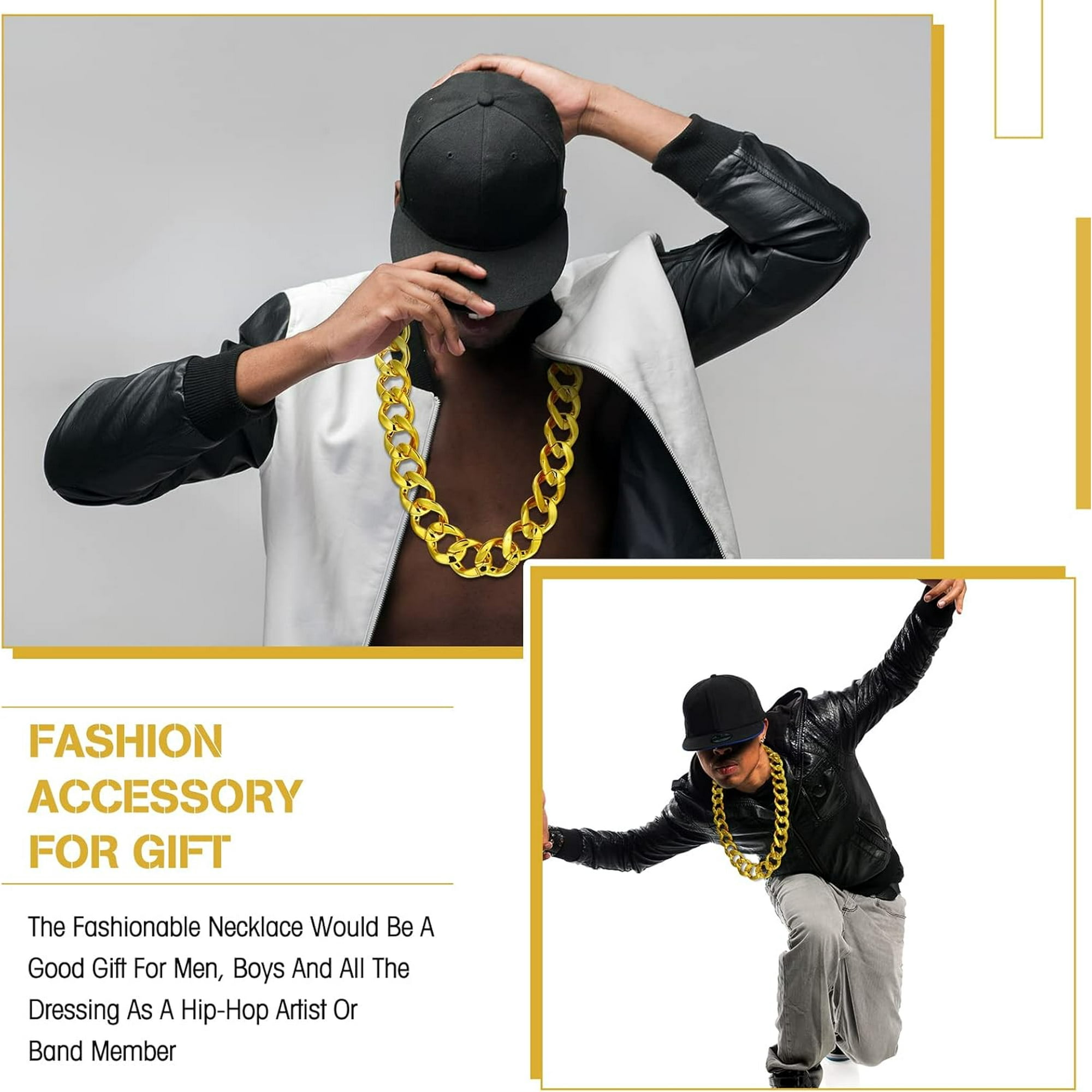 Tatuo 2 Pcs Fake Gold Chain Big Chunky Gold Color Chain Necklace for Men Women Faux Gold Chain for Rapper Costume Jewelry 80s 90s Punk Style Party Accessory 32 Inch G Need