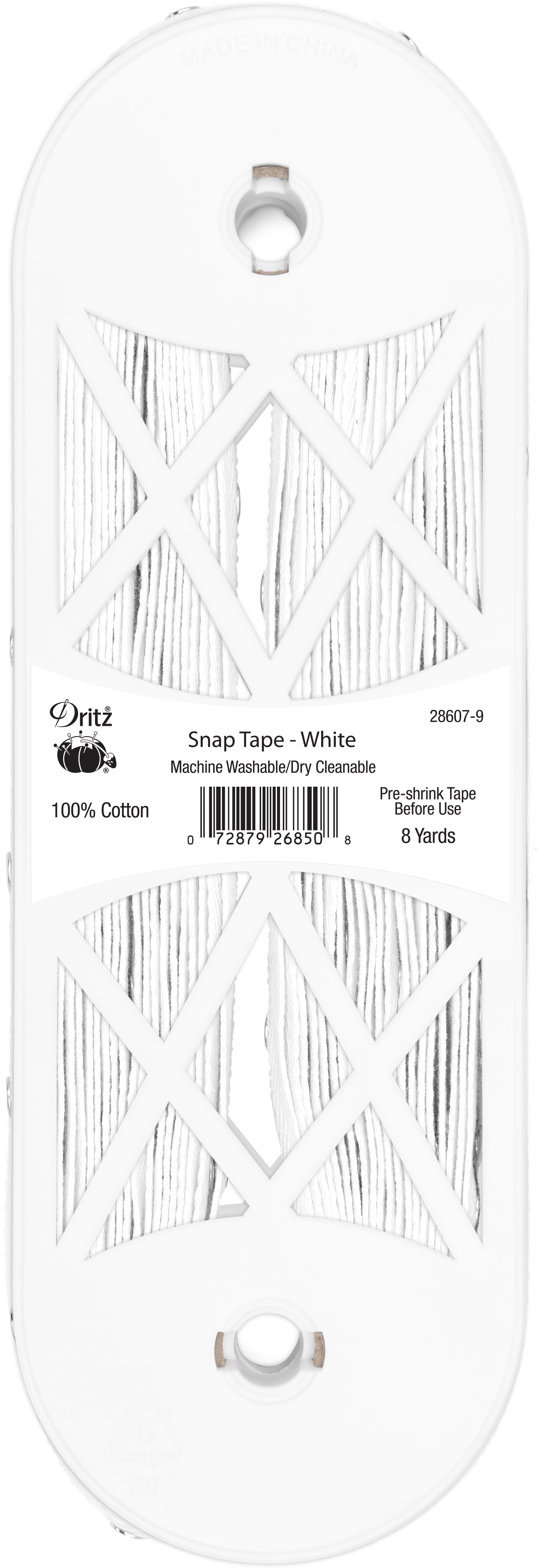 Dritz Snap Tape with Metal Snaps, White, 8 yd