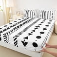 thumbnail image 4 of Homewish Retro Bohemian Geometric Bed Sheets,Boho Exotic Style Full Size Sheets,White,4 Pieces,1 Flat Sheet, 1 Fitted Sheet and 2 Pillowcases, 4 of 6