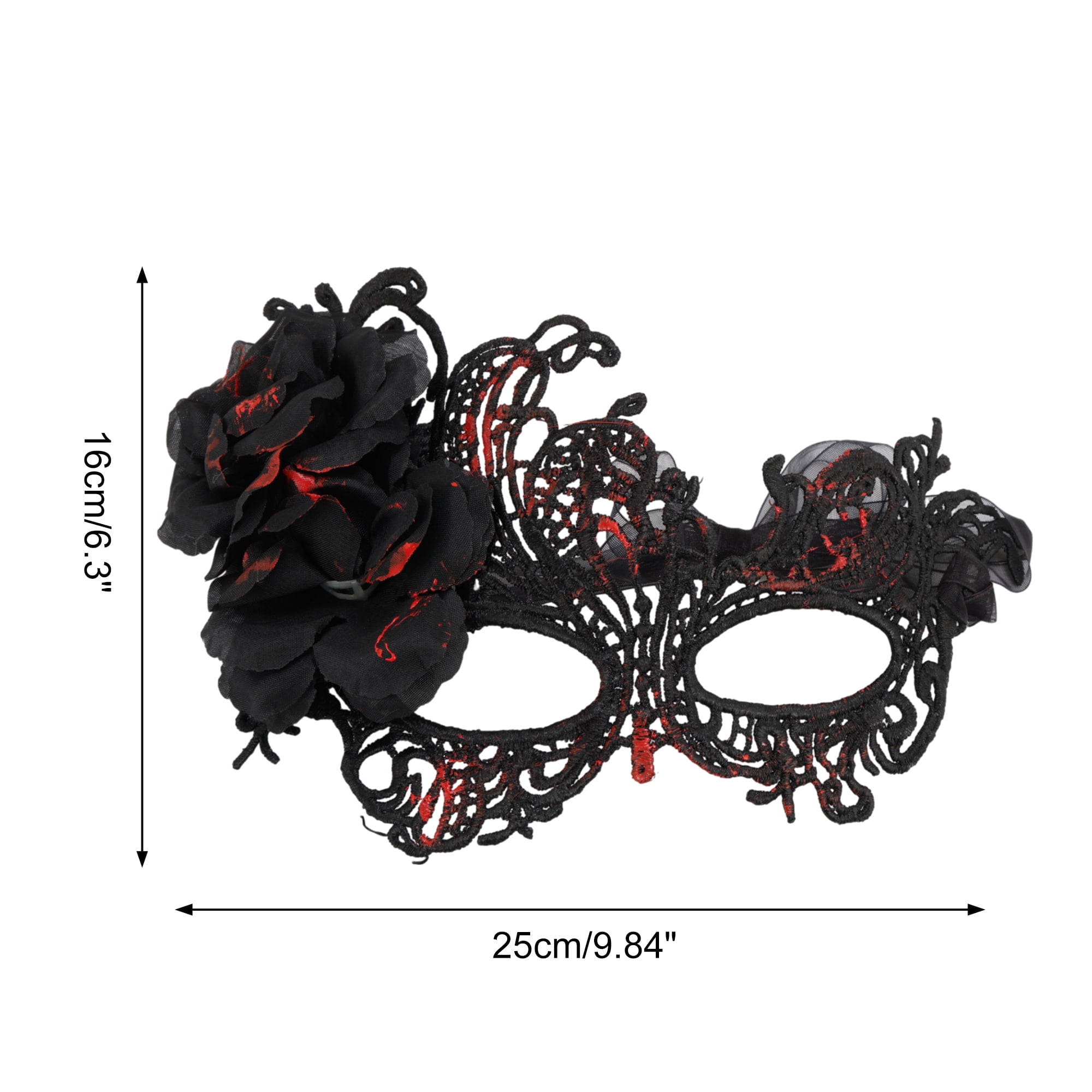 Unique Bargains Rose Phoenix Elegant Party Mask 1 Pcs Black, Red
