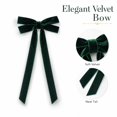 thumbnail image 4 of Set of 10 Velvet Christmas Bows with 12.4 Inch Long Tails, Dark Green, for Wreath and Tree, Holiday Decorations, 4 of 4
