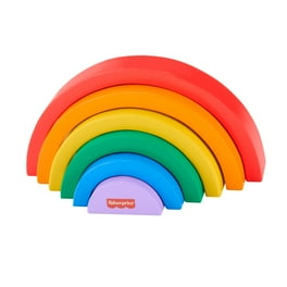 Fisher Price Wooden Rainbow Ring Stacking Toy Fine Motor Skills for Toddlers 18 month 26 Wood Pieces Walmart